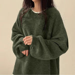 Solid Color Wool Blend Sweater for Women Casual Long Sleeve Pullover - Teleplus solid color