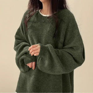 Solid Color Wool Blend Sweater for Women Casual Long Sleeve Pullover - Teleplus solid color