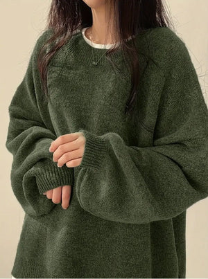 Solid Color Wool Blend Sweater for Women Casual Long Sleeve Pullover - Teleplus solid color