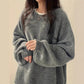 Solid Color Wool Blend Sweater for Women Casual Long Sleeve Pullover - Teleplus solid color