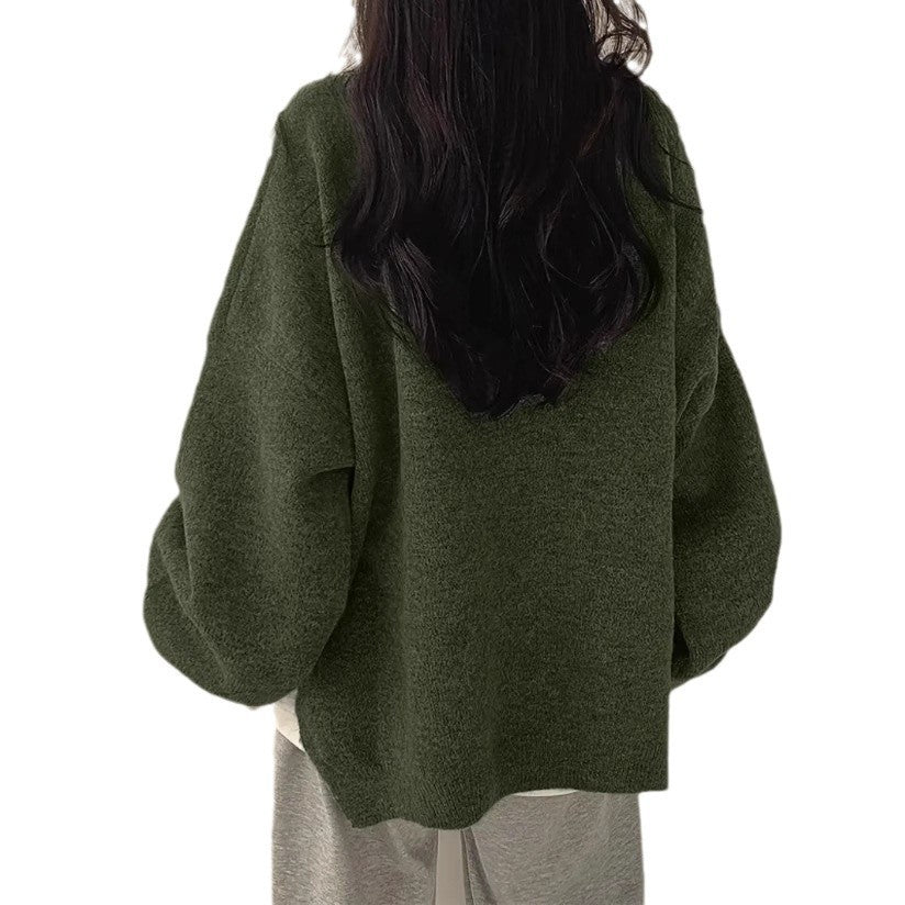 Solid Color Wool Blend Sweater for Women Casual Long Sleeve Pullover - Teleplus solid color