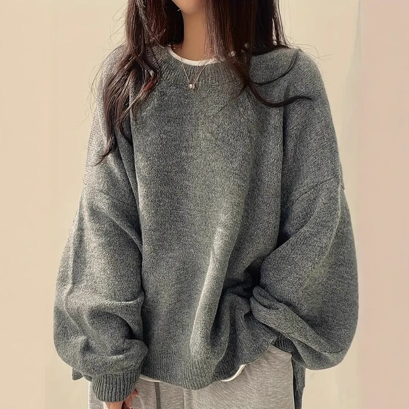 Solid Color Wool Blend Sweater for Women Casual Long Sleeve Pullover - Teleplus solid color
