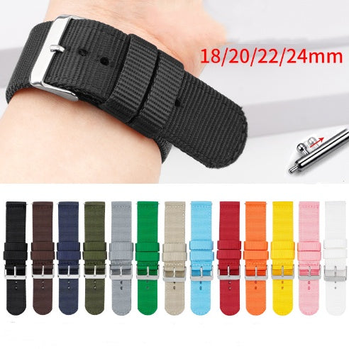 Solid Nylon Canvas Watch Strap for Smart Watches with Stainless Steel Buckle - and Accessories solid nylon canvas smart