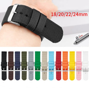 Solid Nylon Canvas Watch Strap for Smart Watches with Stainless Steel Buckle - and Accessories solid nylon canvas smart