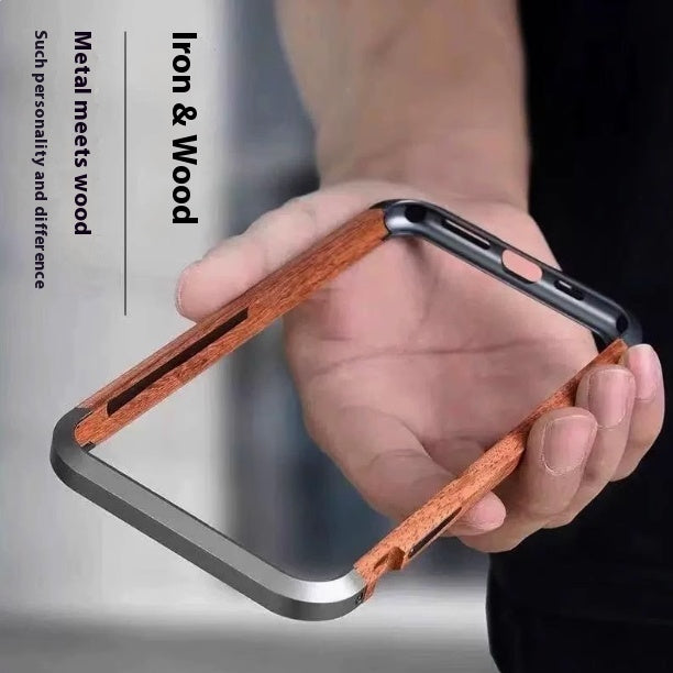 Solid Wood Aluminum Apple Phone Case with Alloy Frame for iPhone Models - Heat Protection solid wood aluminum alloy
