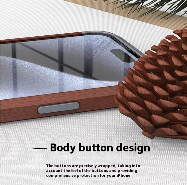Solid Wood Aluminum Apple Phone Case with Alloy Frame for iPhone Models - Heat Protection solid wood aluminum alloy