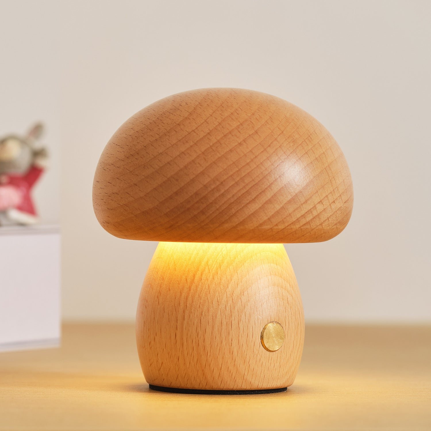 Solid Wood Mushroom Ambience Lights USB and Rechargeable Options - Light solid wood mushroom ambience light