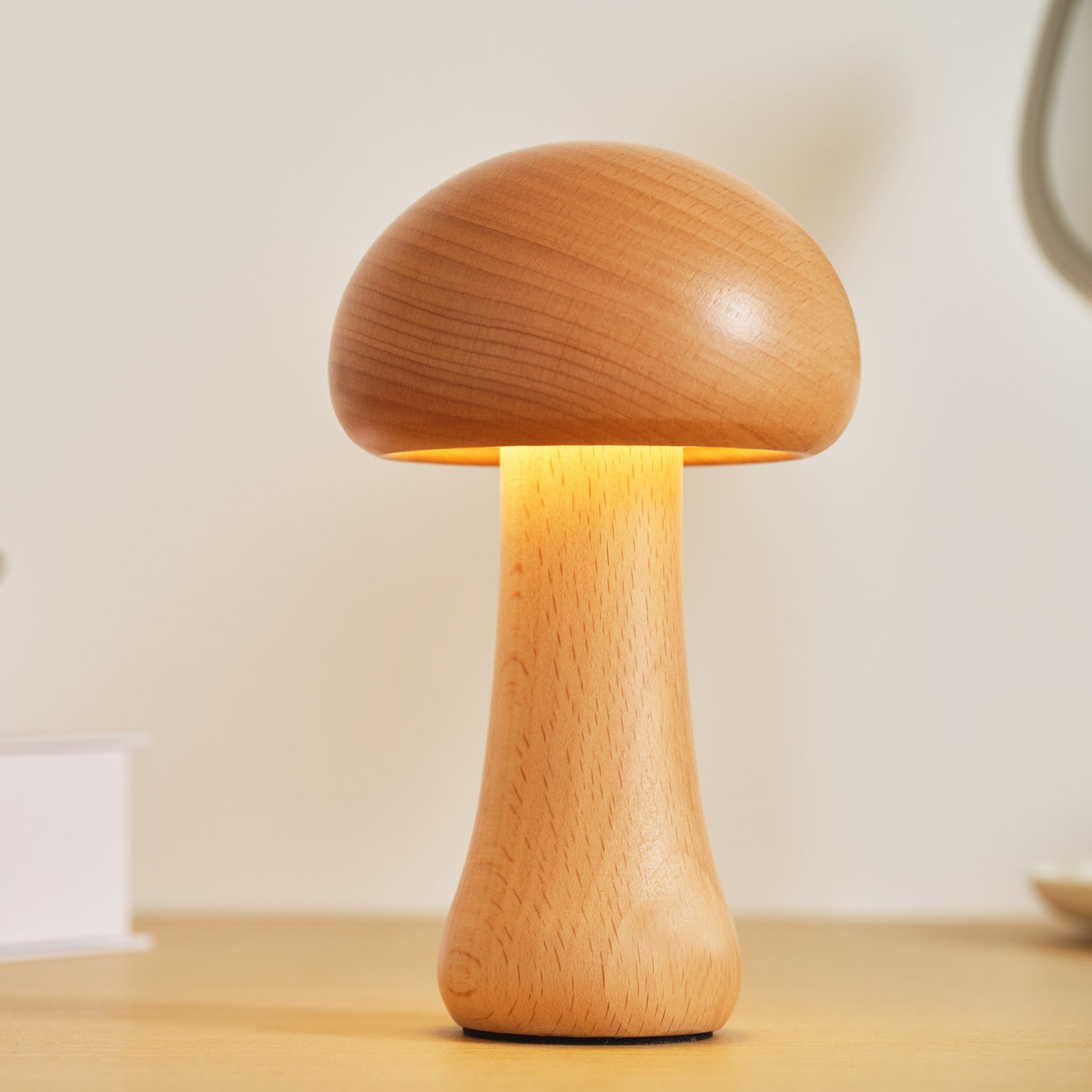 Solid Wood Mushroom Ambience Lights USB and Rechargeable Options - Light solid wood mushroom ambience light