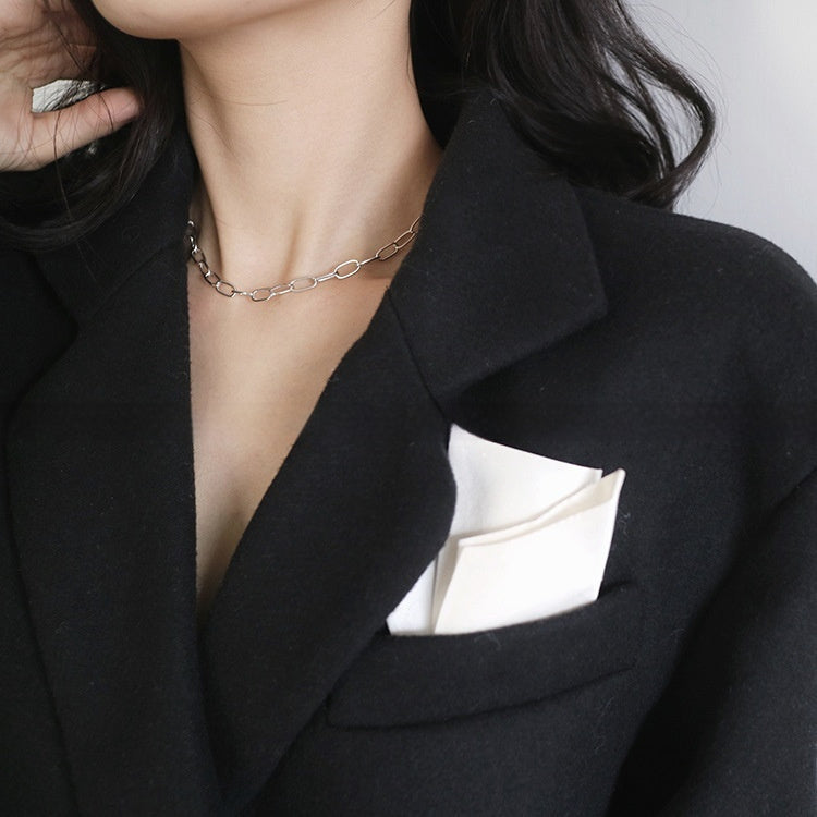 Silver Clavicle Chain Necklace South Korea Dongdaemun Geometric Jewelry - 925 south korea dongdaemun silver clavicle