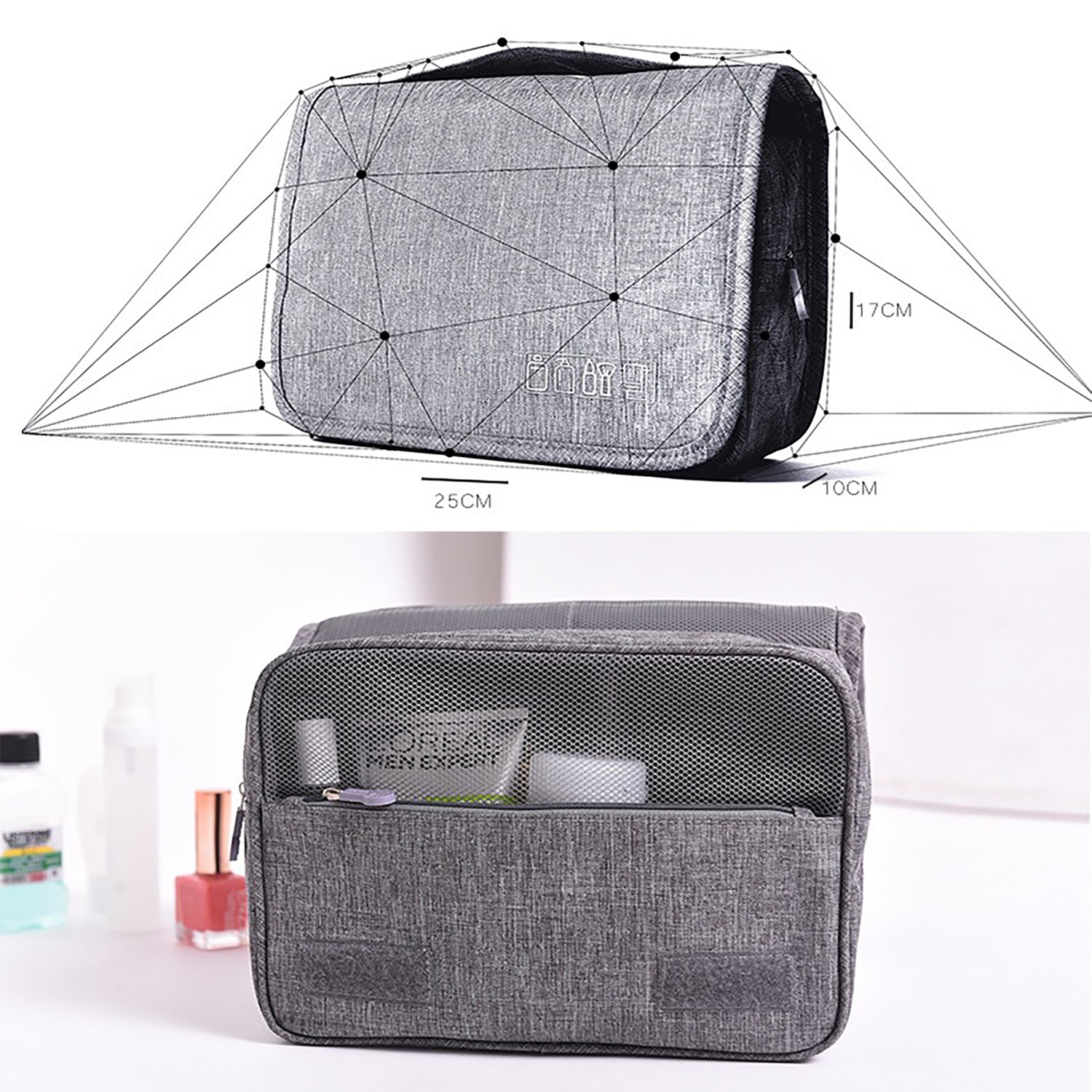 Spacious Waterproof Hanging Toiletry Bag for Travel and Shaving Essentials - Teleplus travel hanging toiletry bag