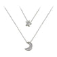 Sparkling Diamond Star Moon Double Layered Necklace - Sparkling Diamond Star Moon Necklace for Trendy Women