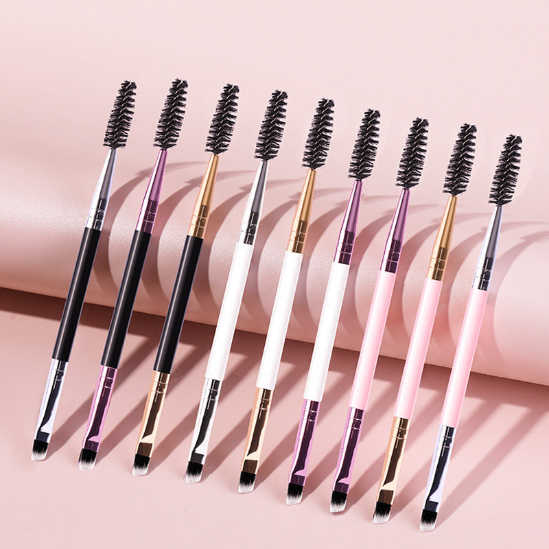 Spiral Angled Makeup Brush Set with Double-Ended Eyebrow Brushes - Teleplus spiral angled makeup double ended eyebrow
