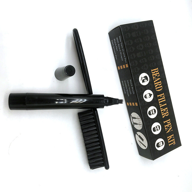 Fork Head Beard Grooming Kit with Filling Pen and Comb - Four for Fuzzy Fun fork head beard filling pen four