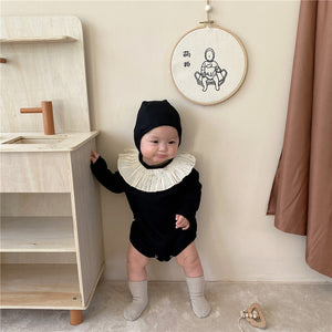 Unisex Long Sleeve Jumpsuit Bib Hat for Newborns in US Sizes - Cute Baby Styles Big Lapel Joy united states chf