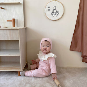 Unisex Long Sleeve Jumpsuit Bib Hat for Newborns in US Sizes - Cute Baby Styles Big Lapel Joy united states chf