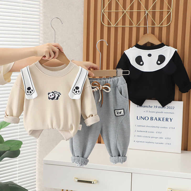 Cartoon Panda Baby Two-Piece Sweater Set in Cotton for United States Buyers - Suit Tiny Trendsetters united states chf