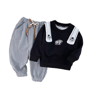 Cartoon Panda Baby Two-Piece Sweater Set in Cotton for United States Buyers - Suit Tiny Trendsetters united states chf