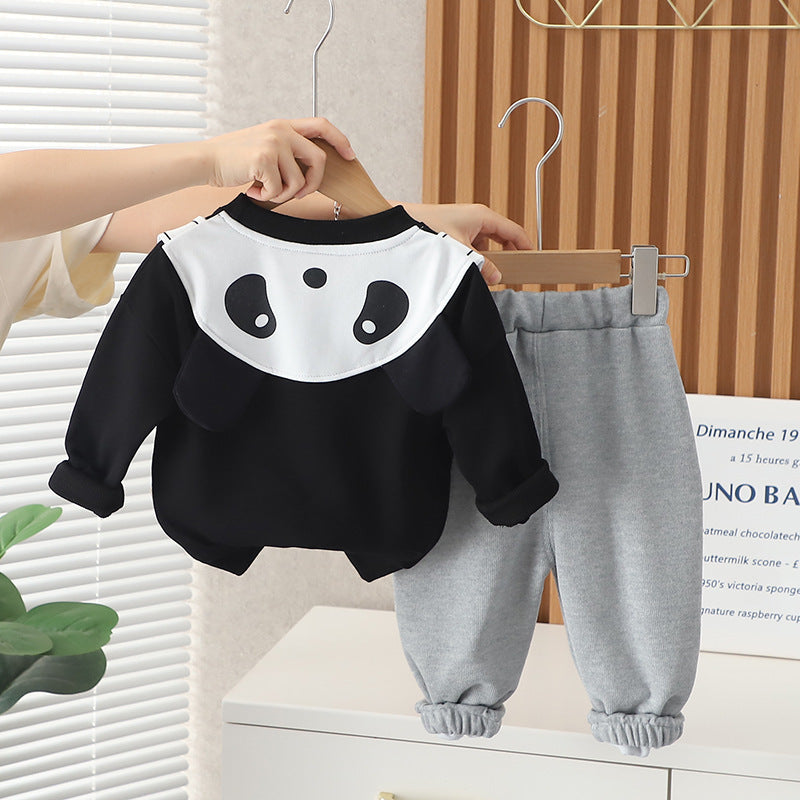 Spring And Autumn Children Sweater Pants Suit - Panda Two-Piece Sweater Suit for Tiny Trendsetters