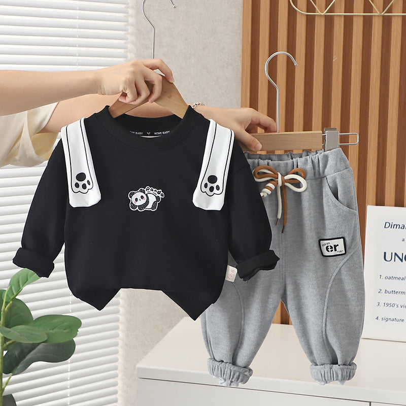 Spring And Autumn Children Sweater Pants Suit - Panda Two-Piece Sweater Suit for Tiny Trendsetters