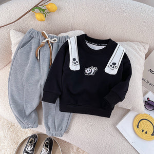 Cartoon Panda Baby Two-Piece Sweater Set in Cotton for United States Buyers - Suit Tiny Trendsetters united states chf