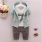 spring and autumn new boys and girls zipper striped trousers suit children’s suit - Zipper Stripes for Tiny