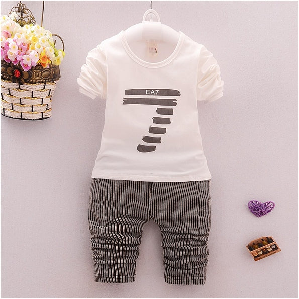 spring and autumn new boys and girls zipper striped trousers suit children’s suit - Zipper Stripes for Tiny