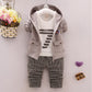 spring and autumn new boys and girls zipper striped trousers suit children’s suit - Zipper Stripes for Tiny