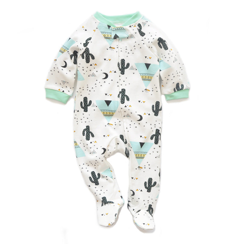 Spring Baby Cotton-wrapped Jumpsuit Baby Boys’ Long-sleeved Romper - Cactus Chic Cotton Jumpsuit for Trendy Tiny Humans