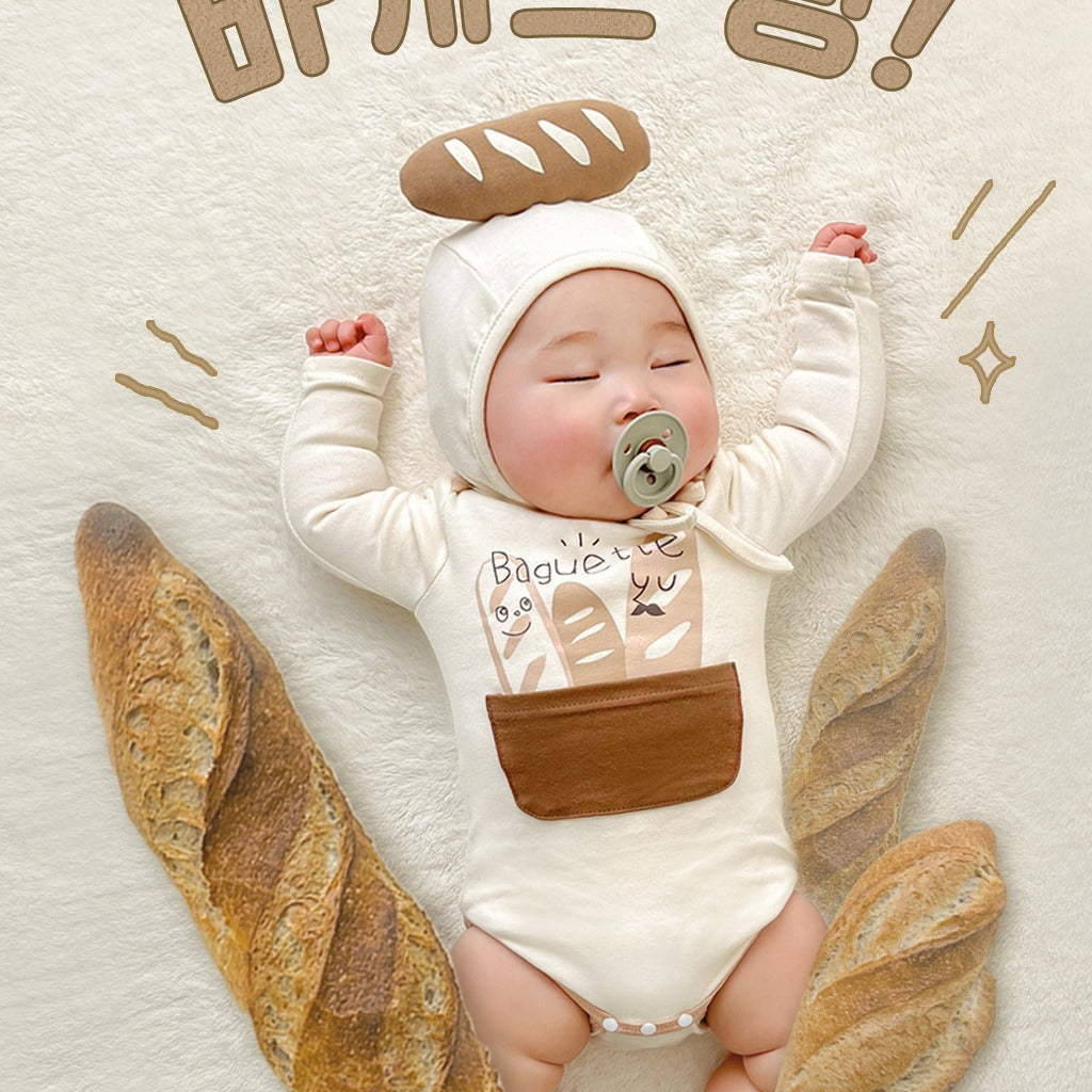 Spring Baby Jumpsuit Ins Korean Style Bread Shape Long-sleeve Jumpsuit - Bread Jumpsuits for Tiny Trendsetters