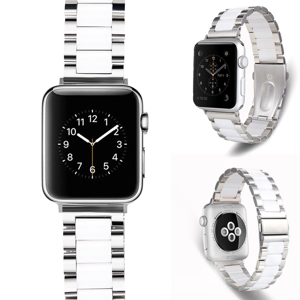 Stainless Steel Ceramic Watch Band for Apple with Precision Connectors - Teleplus ceramic strap stainless steel