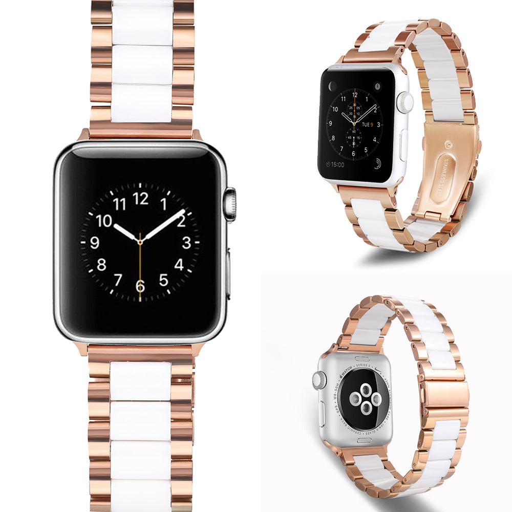 Stainless Steel Ceramic Watch Band for Apple with Precision Connectors - Teleplus ceramic strap stainless steel