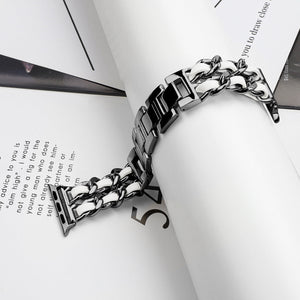 Stainless Steel Chain Strap for Watches in Black White Rose Gold Sizes - Teleplus strap stainless steel metal chain