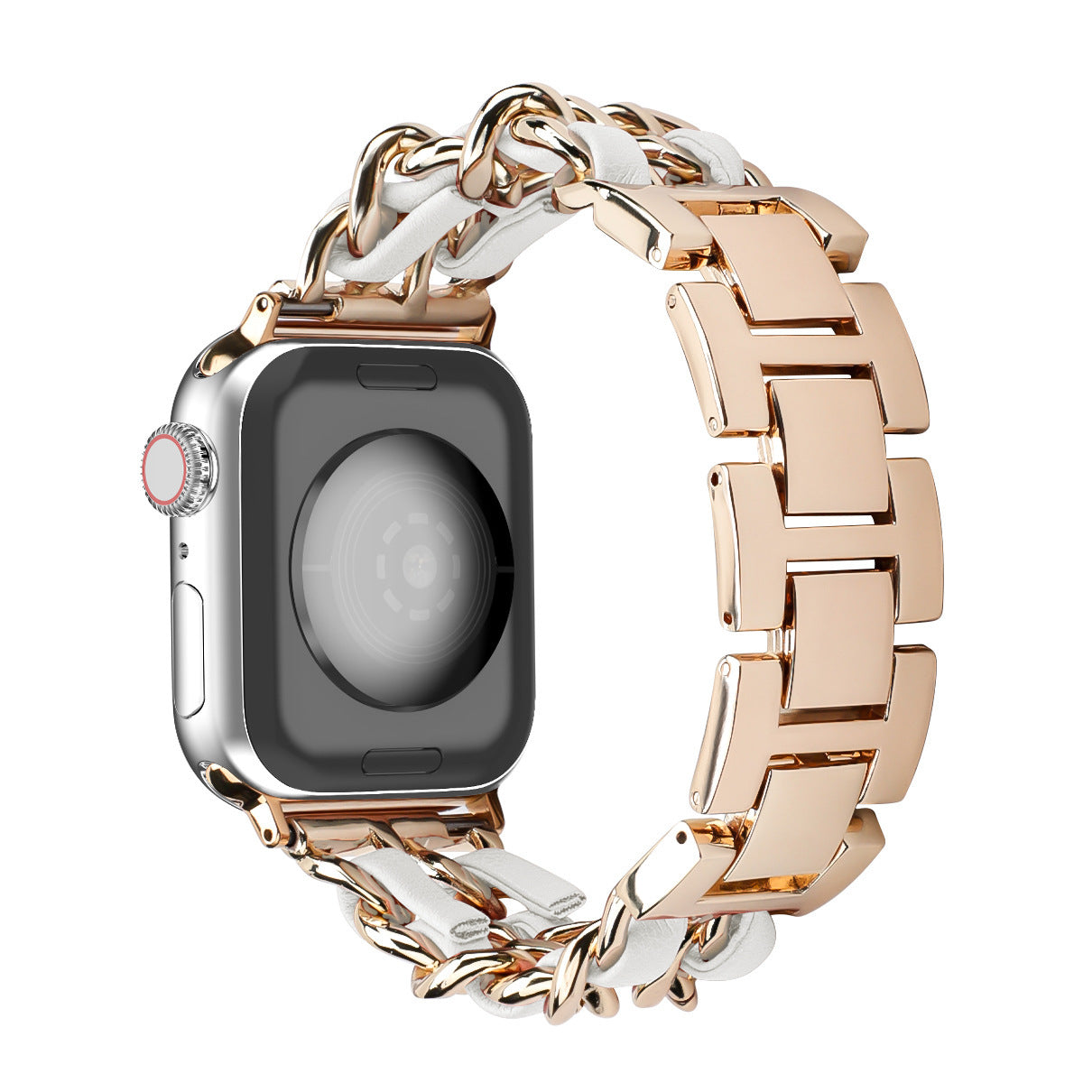 Stainless Steel Chain Strap for Watches in Black White Rose Gold Sizes - Teleplus strap stainless steel metal chain