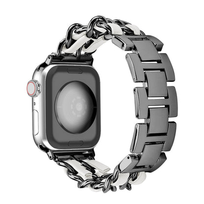 Stainless Steel Chain Strap for Watches in Black White Rose Gold Sizes - Teleplus strap stainless steel metal chain