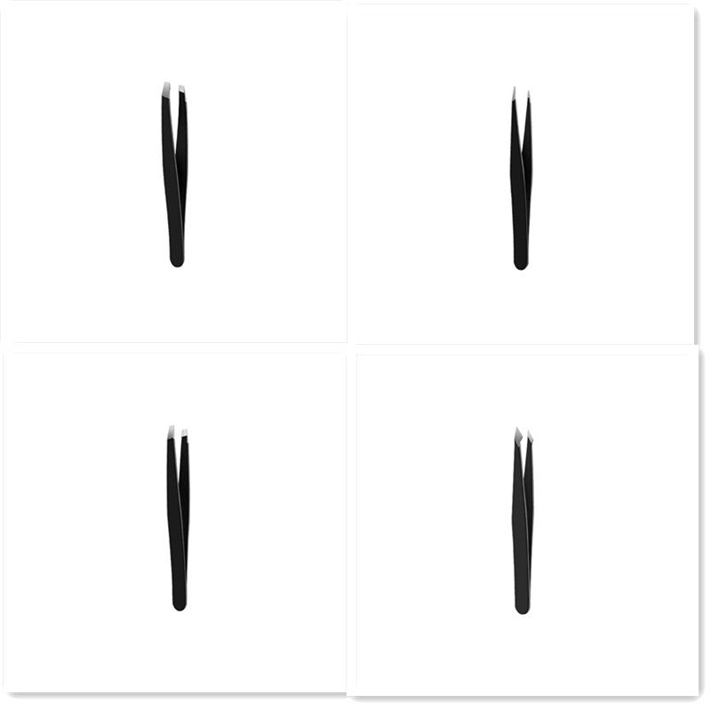 Stainless Steel Eyebrow Tweezers Black Flat Hairs Puller Beauty Makeup Tool - Stainless Steel Eyebrow Tweezers