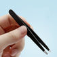 Stainless Steel Eyebrow Tweezers Black Flat Hairs Puller Beauty Makeup Tool - Stainless Steel Eyebrow Tweezers