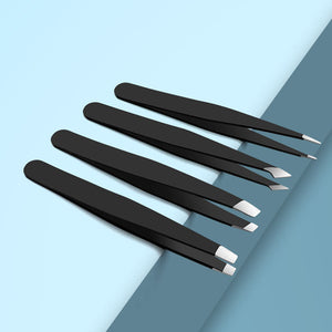 Stainless Steel Eyebrow Tweezers Black Flat Hairs Puller Beauty Makeup Tool - Stainless Steel Eyebrow Tweezers