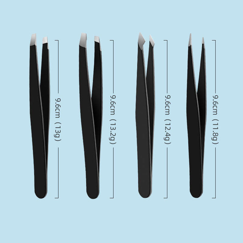 Stainless Steel Eyebrow Tweezers Black Flat Hairs Puller Beauty Makeup Tool - Stainless Steel Eyebrow Tweezers