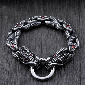 Stainless Steel Gemstone-inlaid Dragon Bracelet Titanium Steel Retro Fashion And Personalized Men’s Hand Jewelry