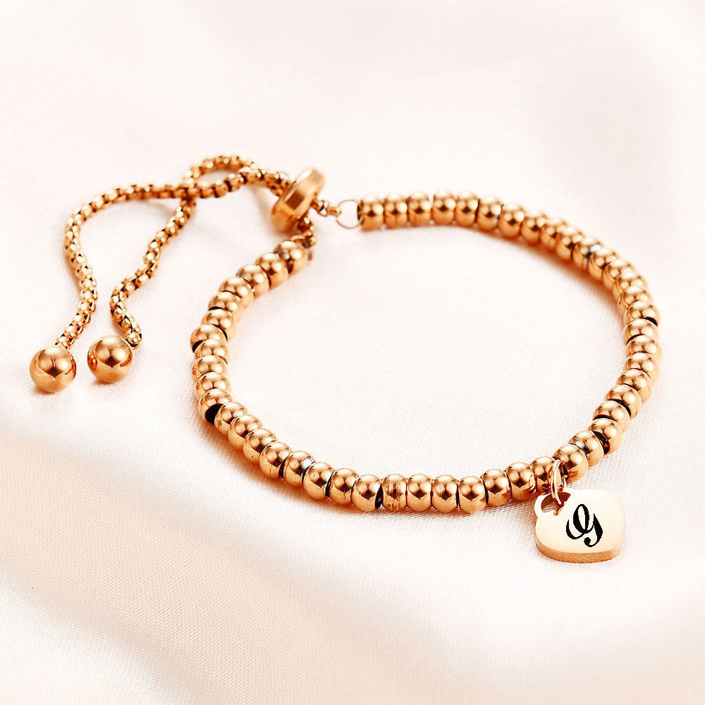 Stainless Steel Heart Ball Bracelet for Women 4mm Adjustable Jewelry Gift - Teleplus stainless steel heart ball