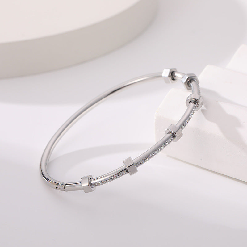 Stainless Steel Nail Mud Diamond Bracelet For Women - Stainless Steel Nail Mud Diamond Bracelet for Women