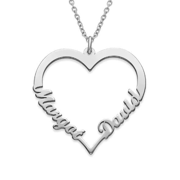 Stainless Steel Personalized Name Customized Heart Necklace - Shiny Stainless Steel Heart Necklace for Name Lovers