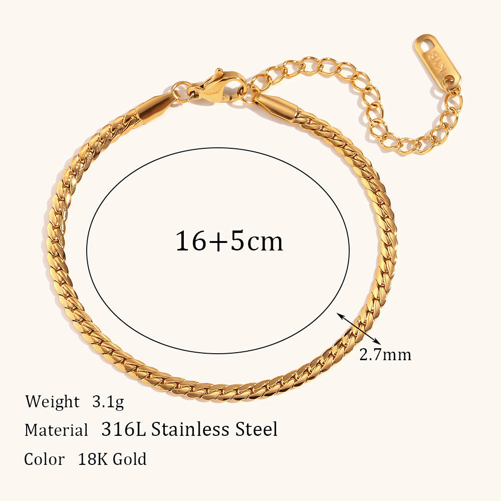 Stainless Steel Plated 18K Gold Simple All-match Jewelry - Stainless Steel Plated 18K Gold Simple Jewelry