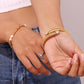 Electroplating Heart-Shaped Zircon Opening Striped Bracelet for Women - Stainless Steel zircon opening striped bracelet
