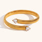 Stainless Steel Plated 18K Two-headed Heart-shaped Zircon Opening Striped Bracelet - Stainless Steel Zircon Opening