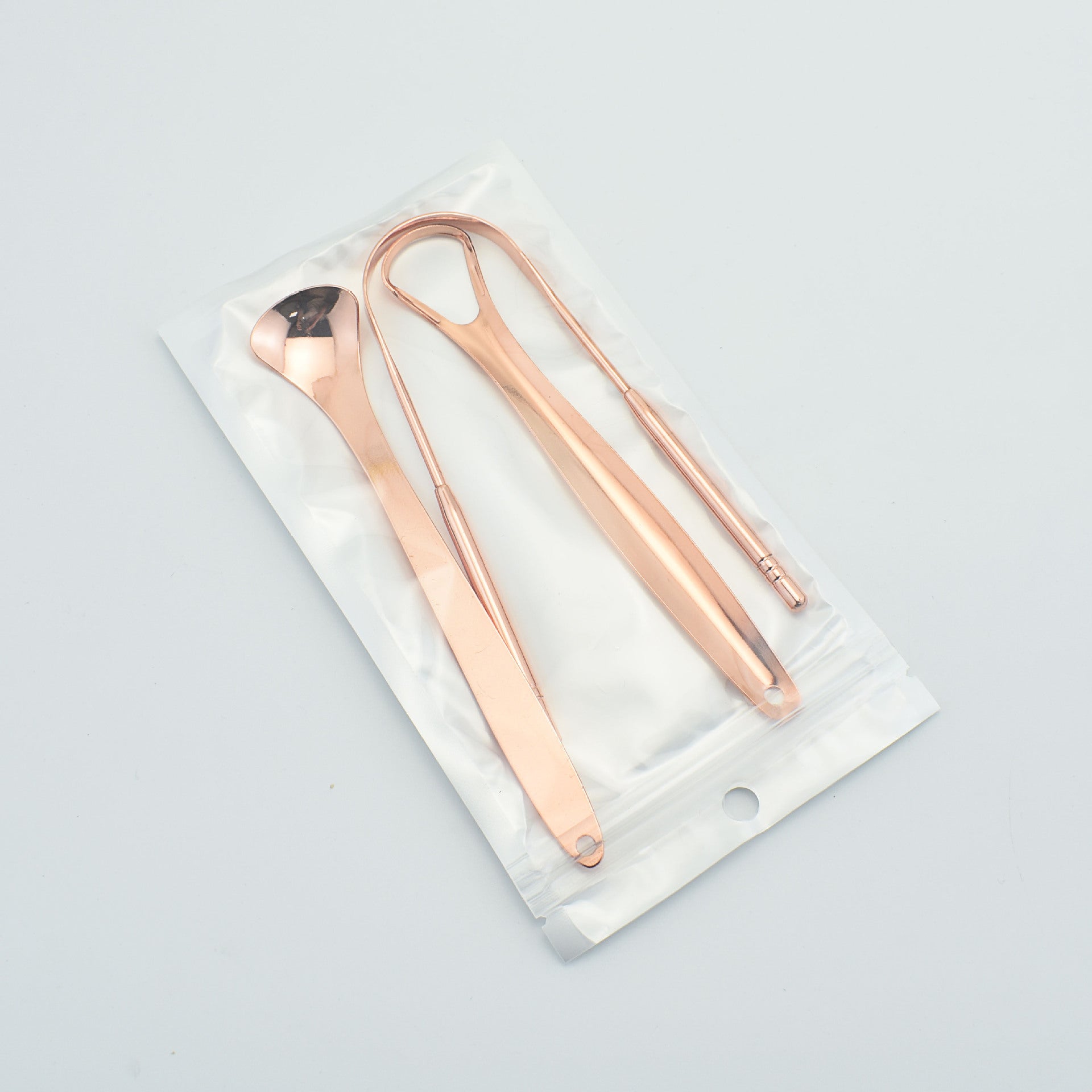 Stainless Steel Tongue Scraper Oral Care Set in Rose Gold or Iron Boxes - Scrape Away Bad Breath with Scrapers