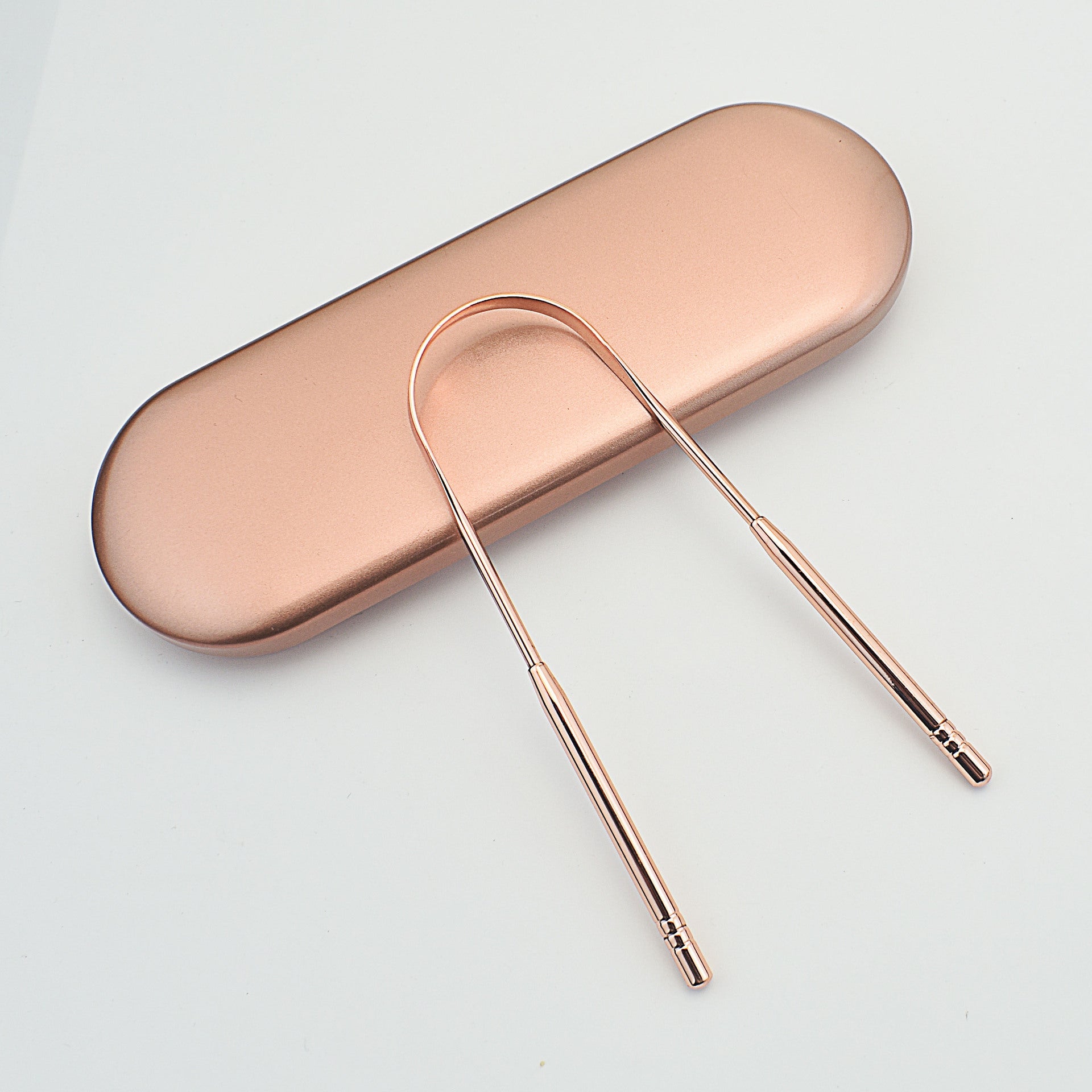 Stainless Steel Tongue Scraper Oral Care Set in Rose Gold or Iron Boxes - Scrape Away Bad Breath with Scrapers