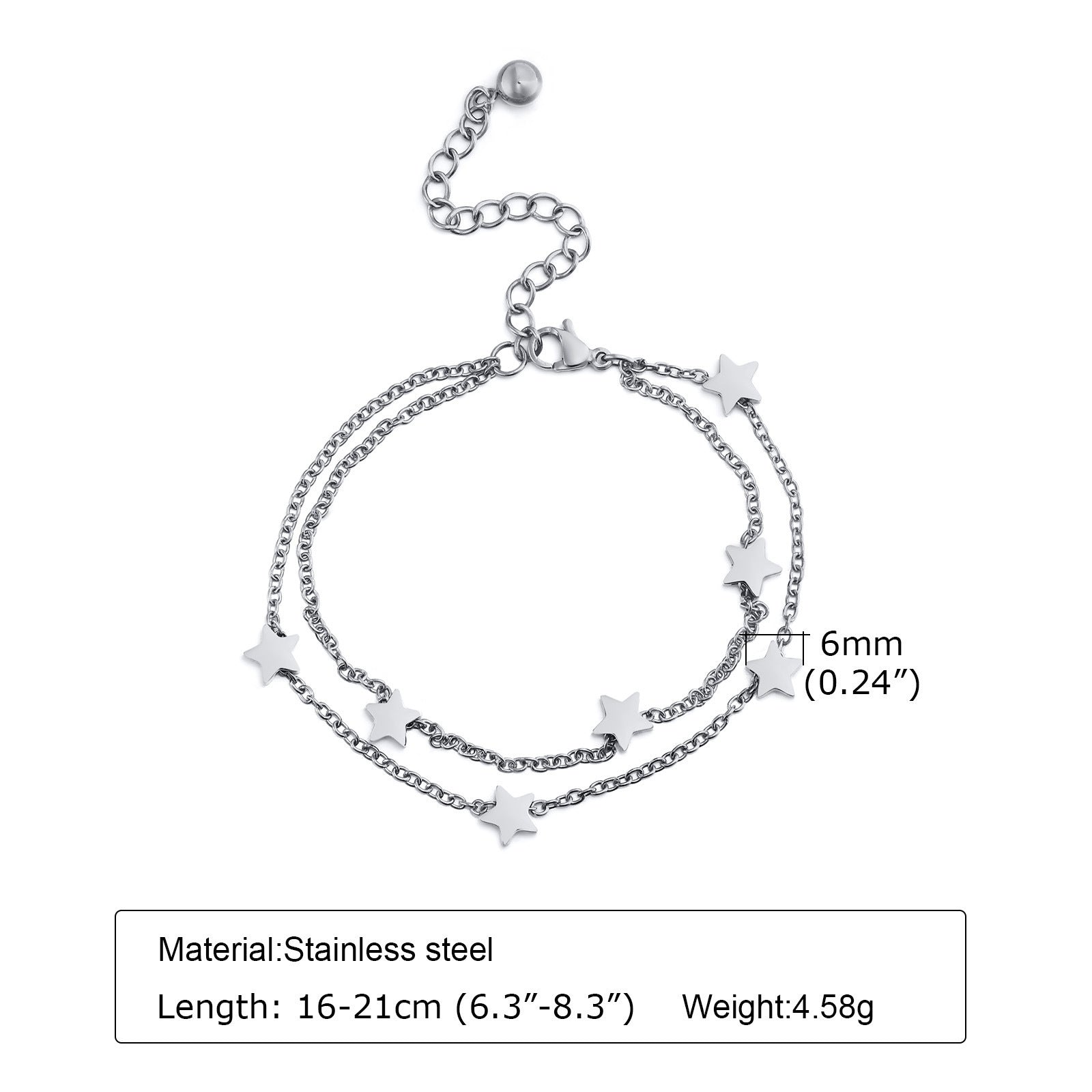 Stainless Steel XINGX Double-layer Bracelet - Stainless Steel XINGX 5cm Long Double-layer Bracelet