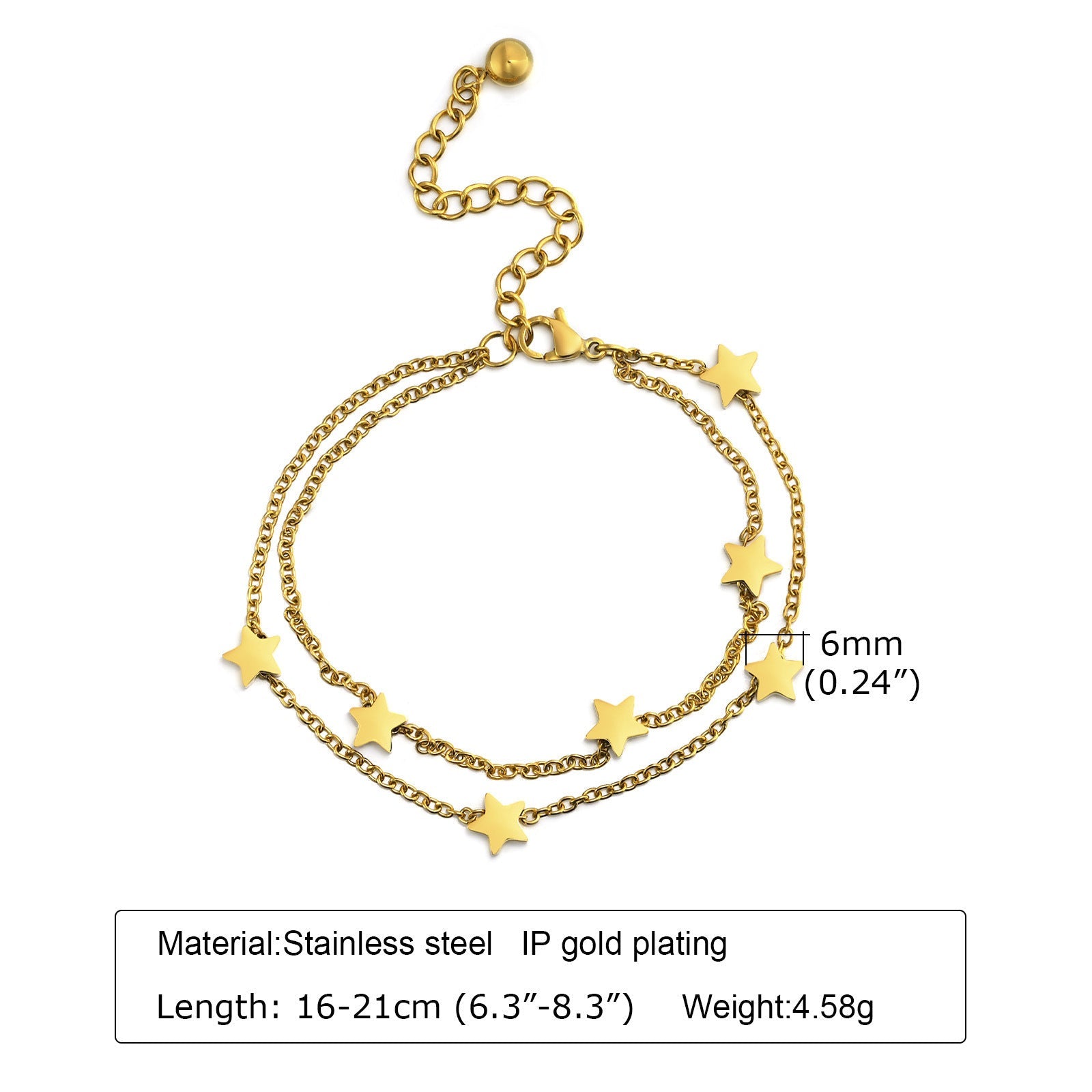 Stainless Steel XINGX Double-layer Bracelet - Stainless Steel XINGX 5cm Long Double-layer Bracelet