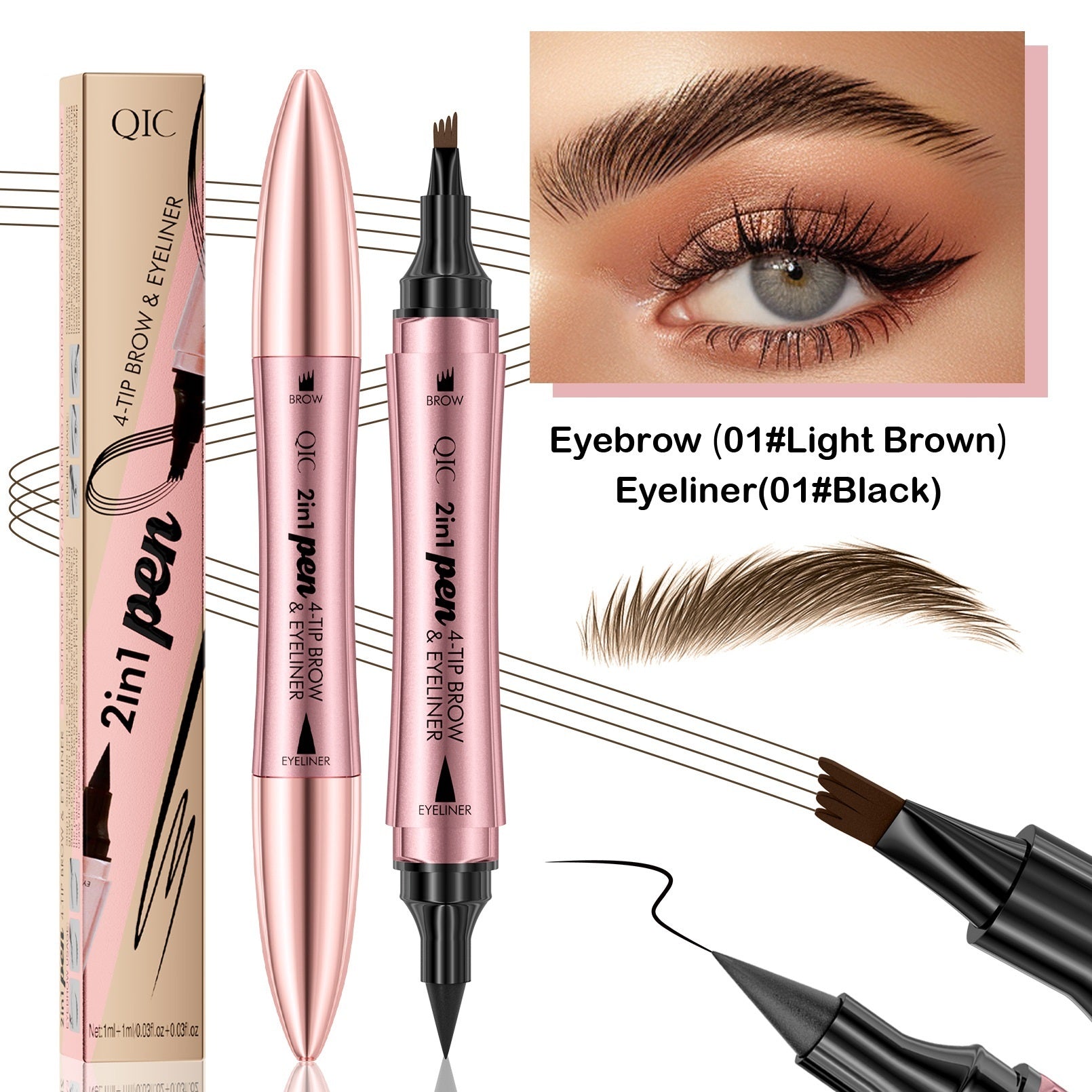 Standard Eyebrow Pencil and Black Eyeliner Set in Multiple Colors - Teleplus eyebrow pencil black eyeliner set brown